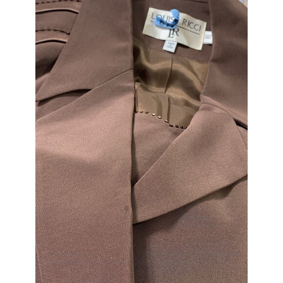 Vtg Louise Ricci Womens Suit Chocolate Brown Size 18 Beaded Embellished Lined - Picture 16 of 16